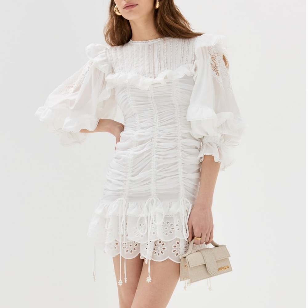 Farm Rio White Lace Organic Cotton Mini Dress - Picture 4 of 7